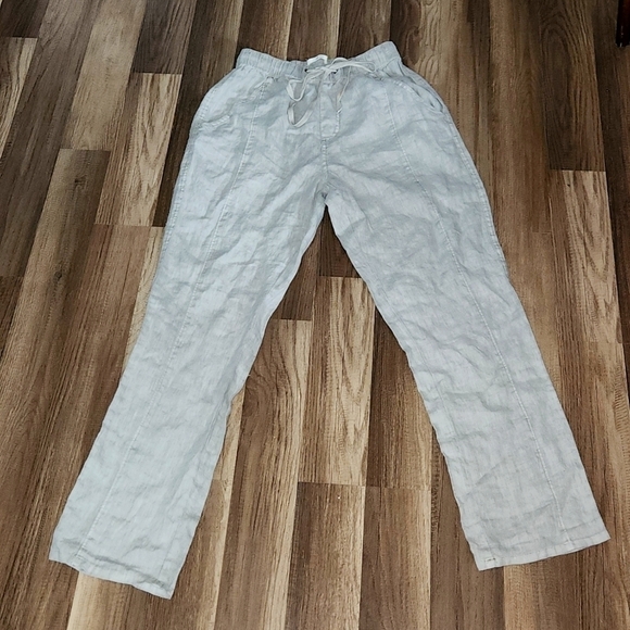 NICOLE by Nicole Miller New York Gray 100% Linen Pants Size  Small with Pockets - Picture 1 of 6
